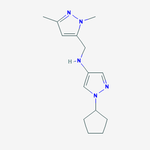 molecular formula C14H21N5 B11734460 1-cyclopentyl-N-[(1,3-dimethyl-1H-pyrazol-5-yl)methyl]-1H-pyrazol-4-amine 