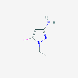 molecular formula C5H8IN3 B11734466 1-ethyl-5-iodo-1H-pyrazol-3-amine 