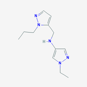 molecular formula C12H19N5 B11734530 1-Ethyl-N-[(1-propyl-1H-pyrazol-5-YL)methyl]-1H-pyrazol-4-amine 