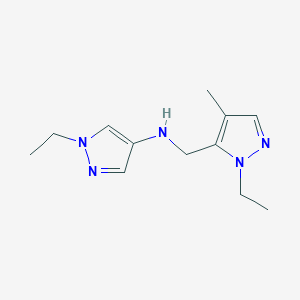 molecular formula C12H19N5 B11734533 1-ethyl-N-[(1-ethyl-4-methyl-1H-pyrazol-5-yl)methyl]-1H-pyrazol-4-amine 