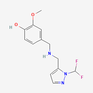 molecular formula C13H15F2N3O2 B11734597 4-[({[1-(difluoromethyl)-1H-pyrazol-5-yl]methyl}amino)methyl]-2-methoxyphenol 