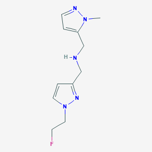 molecular formula C11H16FN5 B11734601 {[1-(2-fluoroethyl)-1H-pyrazol-3-yl]methyl}[(1-methyl-1H-pyrazol-5-yl)methyl]amine 