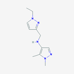 molecular formula C11H17N5 B11734738 N-[(1-Ethyl-1H-pyrazol-3-YL)methyl]-1,5-dimethyl-1H-pyrazol-4-amine 