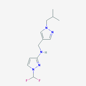 molecular formula C12H17F2N5 B11734739 1-(difluoromethyl)-N-{[1-(2-methylpropyl)-1H-pyrazol-4-yl]methyl}-1H-pyrazol-3-amine 