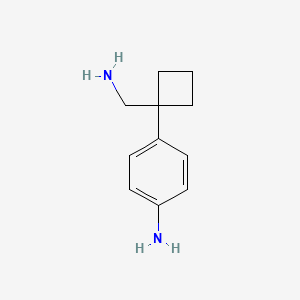 molecular formula C11H16N2 B11734768 4-[1-(Aminomethyl)cyclobutyl]aniline 