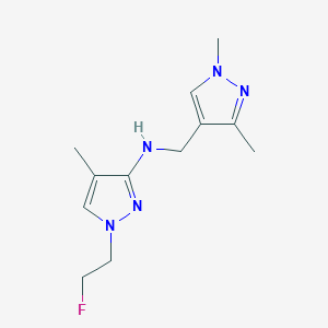 molecular formula C12H18FN5 B11734793 N-[(1,3-dimethyl-1H-pyrazol-4-yl)methyl]-1-(2-fluoroethyl)-4-methyl-1H-pyrazol-3-amine 