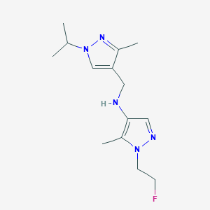 molecular formula C14H22FN5 B11734848 1-(2-fluoroethyl)-5-methyl-N-{[3-methyl-1-(propan-2-yl)-1H-pyrazol-4-yl]methyl}-1H-pyrazol-4-amine 