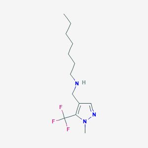 molecular formula C13H22F3N3 B11734864 heptyl({[1-methyl-5-(trifluoromethyl)-1H-pyrazol-4-yl]methyl})amine 