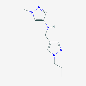 molecular formula C11H17N5 B11734876 1-methyl-N-[(1-propyl-1H-pyrazol-4-yl)methyl]-1H-pyrazol-4-amine 