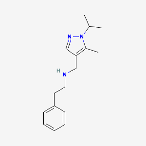 molecular formula C16H23N3 B11734957 {[5-methyl-1-(propan-2-yl)-1H-pyrazol-4-yl]methyl}(2-phenylethyl)amine 