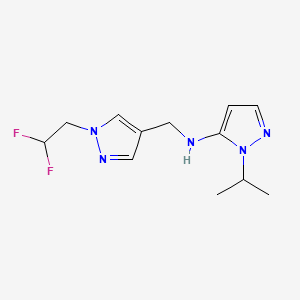 molecular formula C12H17F2N5 B11734969 N-{[1-(2,2-difluoroethyl)-1H-pyrazol-4-yl]methyl}-1-(propan-2-yl)-1H-pyrazol-5-amine CAS No. 1856091-81-0