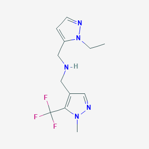 molecular formula C12H16F3N5 B11735011 [(1-ethyl-1H-pyrazol-5-yl)methyl]({[1-methyl-5-(trifluoromethyl)-1H-pyrazol-4-yl]methyl})amine 