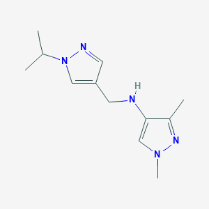 molecular formula C12H19N5 B11735039 1,3-dimethyl-N-{[1-(propan-2-yl)-1H-pyrazol-4-yl]methyl}-1H-pyrazol-4-amine 