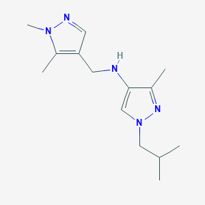 molecular formula C14H23N5 B11735064 N-[(1,5-dimethyl-1H-pyrazol-4-yl)methyl]-3-methyl-1-(2-methylpropyl)-1H-pyrazol-4-amine 