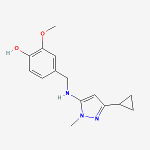 molecular formula C15H19N3O2 B11735065 4-{[(3-cyclopropyl-1-methyl-1H-pyrazol-5-yl)amino]methyl}-2-methoxyphenol 