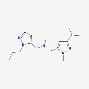 molecular formula C15H25N5 B11735137 {[1-methyl-3-(propan-2-yl)-1H-pyrazol-5-yl]methyl}[(1-propyl-1H-pyrazol-5-yl)methyl]amine CAS No. 1856078-32-4