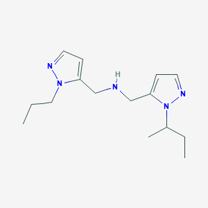 molecular formula C15H25N5 B11735145 {[1-(butan-2-yl)-1H-pyrazol-5-yl]methyl}[(1-propyl-1H-pyrazol-5-yl)methyl]amine 