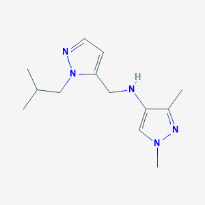 molecular formula C13H21N5 B11735157 1,3-dimethyl-N-{[1-(2-methylpropyl)-1H-pyrazol-5-yl]methyl}-1H-pyrazol-4-amine 