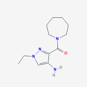 molecular formula C12H20N4O B11735189 3-(azepane-1-carbonyl)-1-ethyl-1H-pyrazol-4-amine 