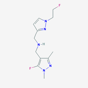 molecular formula C12H17F2N5 B11735191 [(5-fluoro-1,3-dimethyl-1H-pyrazol-4-yl)methyl]({[1-(2-fluoroethyl)-1H-pyrazol-3-yl]methyl})amine 