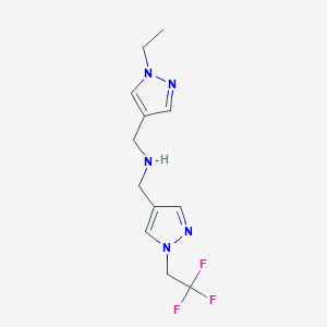 molecular formula C12H16F3N5 B11735196 [(1-ethyl-1H-pyrazol-4-yl)methyl]({[1-(2,2,2-trifluoroethyl)-1H-pyrazol-4-yl]methyl})amine 