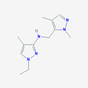 molecular formula C12H19N5 B11735219 N-[(1,4-dimethyl-1H-pyrazol-5-yl)methyl]-1-ethyl-4-methyl-1H-pyrazol-3-amine 