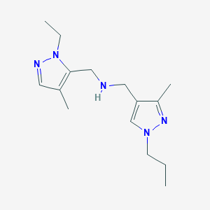 molecular formula C15H25N5 B11735282 [(1-ethyl-4-methyl-1H-pyrazol-5-yl)methyl][(3-methyl-1-propyl-1H-pyrazol-4-yl)methyl]amine CAS No. 1856057-70-9