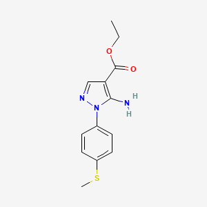 molecular formula C13H15N3O2S B11735300 Ethyl 5-amino-1-(4-(methylthio)phenyl)-1H-pyrazole-4-carboxylate 