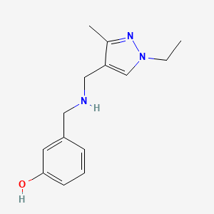 molecular formula C14H19N3O B11735334 3-({[(1-Ethyl-3-methyl-1H-pyrazol-4-YL)methyl]amino}methyl)phenol 