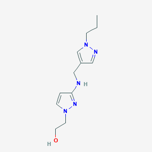 molecular formula C12H19N5O B11735362 2-(3-{[(1-propyl-1H-pyrazol-4-yl)methyl]amino}-1H-pyrazol-1-yl)ethan-1-ol 