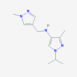 molecular formula C12H19N5 B11735400 3-methyl-N-[(1-methyl-1H-pyrazol-4-yl)methyl]-1-(propan-2-yl)-1H-pyrazol-4-amine 