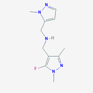 molecular formula C11H16FN5 B11735402 [(5-fluoro-1,3-dimethyl-1H-pyrazol-4-yl)methyl][(1-methyl-1H-pyrazol-5-yl)methyl]amine 