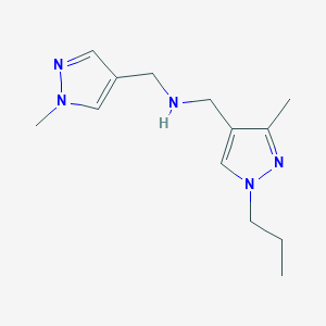 molecular formula C13H21N5 B11735404 [(3-methyl-1-propyl-1H-pyrazol-4-yl)methyl][(1-methyl-1H-pyrazol-4-yl)methyl]amine 