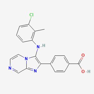 4-[3-(3-Chloro-2-methylanilino)imidazo[1,2-a]pyrazin-2-yl]benzoic acid