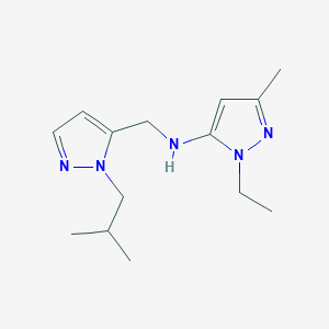 molecular formula C14H23N5 B11735484 1-ethyl-3-methyl-N-{[1-(2-methylpropyl)-1H-pyrazol-5-yl]methyl}-1H-pyrazol-5-amine CAS No. 1856085-10-3