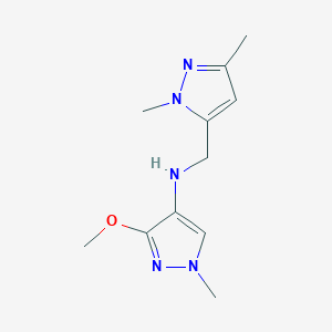 molecular formula C11H17N5O B11735500 N-[(1,3-dimethyl-1H-pyrazol-5-yl)methyl]-3-methoxy-1-methyl-1H-pyrazol-4-amine 