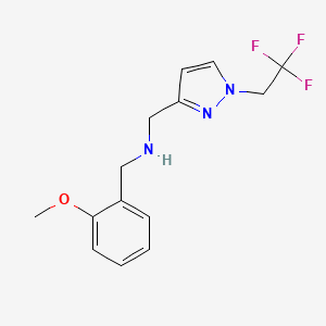 molecular formula C14H16F3N3O B11735512 [(2-methoxyphenyl)methyl]({[1-(2,2,2-trifluoroethyl)-1H-pyrazol-3-yl]methyl})amine 