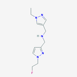 molecular formula C12H18FN5 B11735517 [(1-ethyl-1H-pyrazol-4-yl)methyl]({[1-(2-fluoroethyl)-1H-pyrazol-3-yl]methyl})amine CAS No. 1856040-28-2