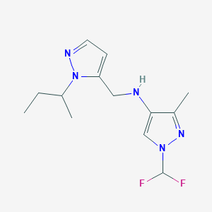 molecular formula C13H19F2N5 B11735525 N-{[1-(butan-2-yl)-1H-pyrazol-5-yl]methyl}-1-(difluoromethyl)-3-methyl-1H-pyrazol-4-amine 