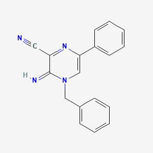 molecular formula C18H14N4 B1173553 4-Benzyl-3-imino-6-phenyl-3,4-dihydro-2-pyrazinecarbonitrile 