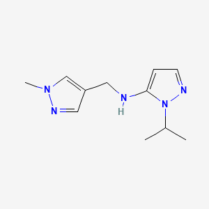 molecular formula C11H17N5 B11735582 N-[(1-methyl-1H-pyrazol-4-yl)methyl]-1-(propan-2-yl)-1H-pyrazol-5-amine 