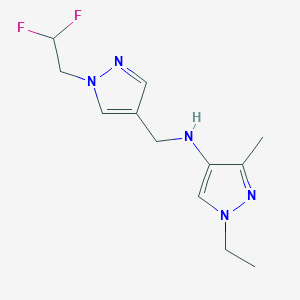 molecular formula C12H17F2N5 B11735585 N-{[1-(2,2-difluoroethyl)-1H-pyrazol-4-yl]methyl}-1-ethyl-3-methyl-1H-pyrazol-4-amine 