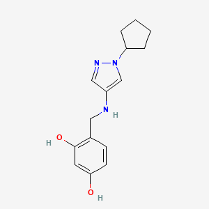 molecular formula C15H19N3O2 B11735593 4-{[(1-cyclopentyl-1H-pyrazol-4-yl)amino]methyl}benzene-1,3-diol 