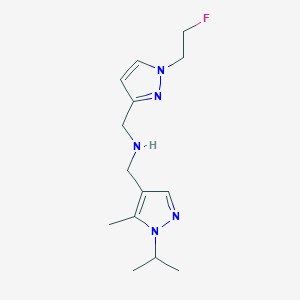 molecular formula C14H22FN5 B11735616 {[1-(2-fluoroethyl)-1H-pyrazol-3-yl]methyl}({[5-methyl-1-(propan-2-yl)-1H-pyrazol-4-yl]methyl})amine CAS No. 1856083-55-0