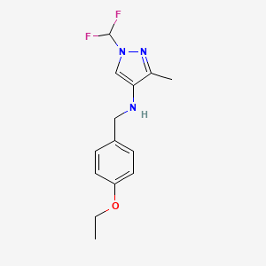 molecular formula C14H17F2N3O B11735631 1-(difluoromethyl)-N-[(4-ethoxyphenyl)methyl]-3-methyl-1H-pyrazol-4-amine 