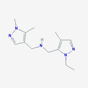 molecular formula C13H21N5 B11735656 [(1,5-dimethyl-1H-pyrazol-4-yl)methyl][(1-ethyl-4-methyl-1H-pyrazol-5-yl)methyl]amine 