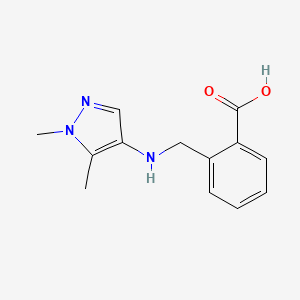 molecular formula C13H15N3O2 B11735717 2-{[(1,5-dimethyl-1H-pyrazol-4-yl)amino]methyl}benzoic acid 