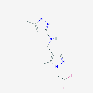 molecular formula C12H17F2N5 B11735736 N-{[1-(2,2-difluoroethyl)-5-methyl-1H-pyrazol-4-yl]methyl}-1,5-dimethyl-1H-pyrazol-3-amine CAS No. 1855940-87-2