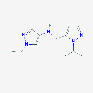 molecular formula C13H21N5 B11735791 N-{[1-(butan-2-yl)-1H-pyrazol-5-yl]methyl}-1-ethyl-1H-pyrazol-4-amine 