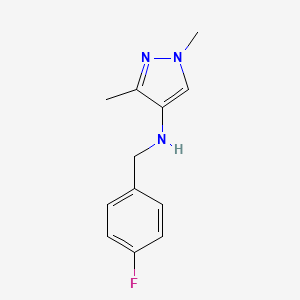 molecular formula C12H14FN3 B11735840 N-[(4-fluorophenyl)methyl]-1,3-dimethyl-1H-pyrazol-4-amine 